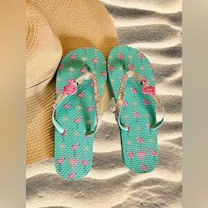 Justice girls flamingo flip flops